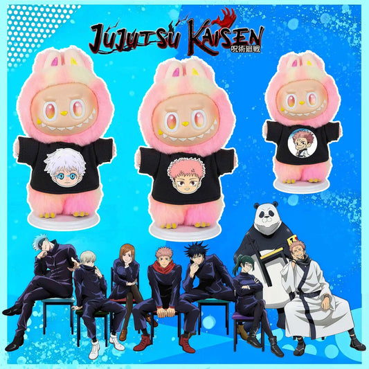 Big into energy & Exciting Macaron Labubu doll wearing 'Jujutsu Kaisen' anime tee
